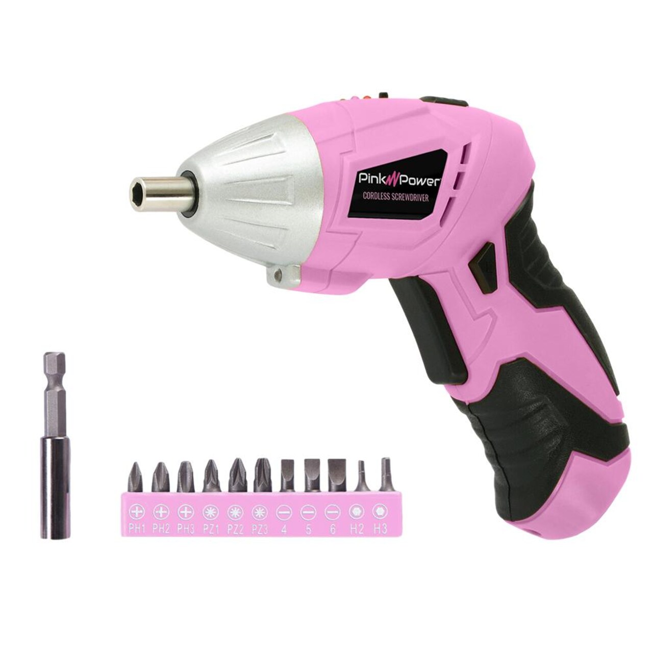 Pink Power Cordless Screwdriver Set - 3.6V Electric Screwdriver Rechargeable Screw Gun Kit - Automatic Mini Pink Drill Set for Women - Portable Small Drill Battery Powered Screwdriver LED Light